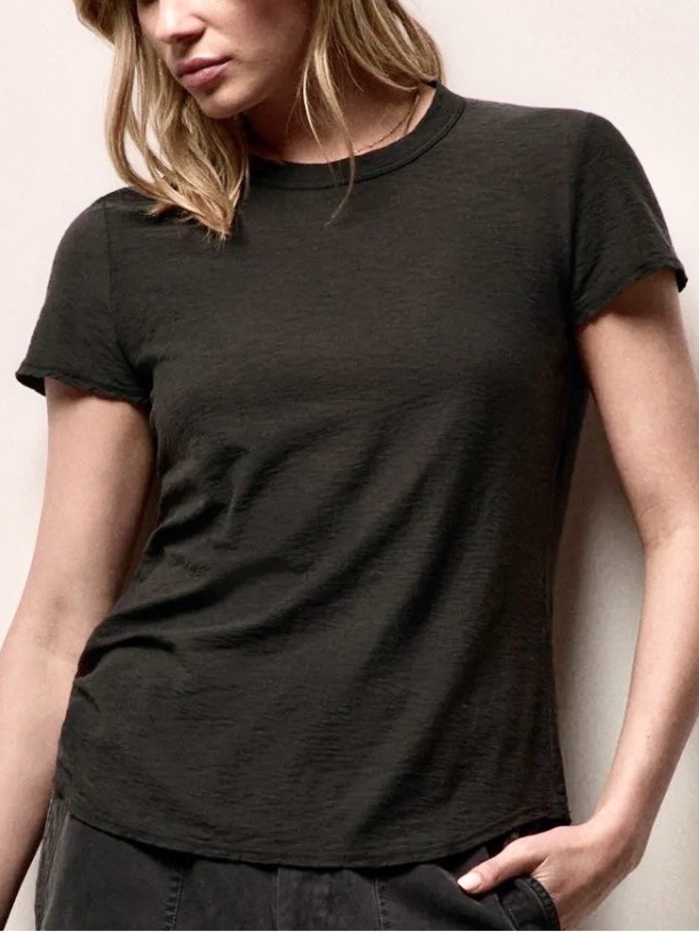 JAMES PERSE Standard Cotton Roundneck T-shirt In Black/Grey made in USA SZ 2